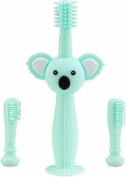 Unbranded Baby And Toddler Toothbrush, Food Grade Silicone Soft Infant Toddlers Toothbrush With Replacement Heads Cute Koala Design, Baby Oral Care Set For 0-3