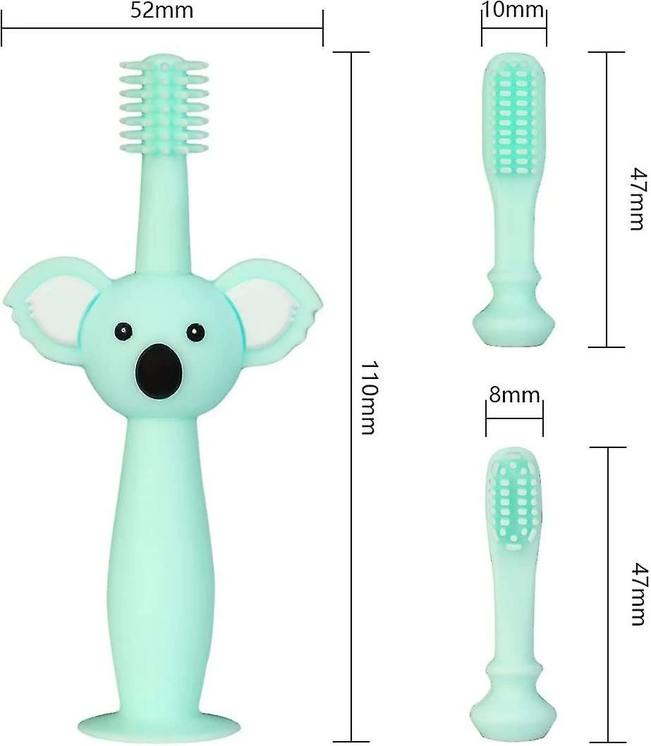 Unbranded Baby And Toddler Toothbrush, Food Grade Silicone Soft Infant Toddlers Toothbrush With Replacement Heads Cute Koala Design, Baby Oral Care Set For 0-3 - Image 2