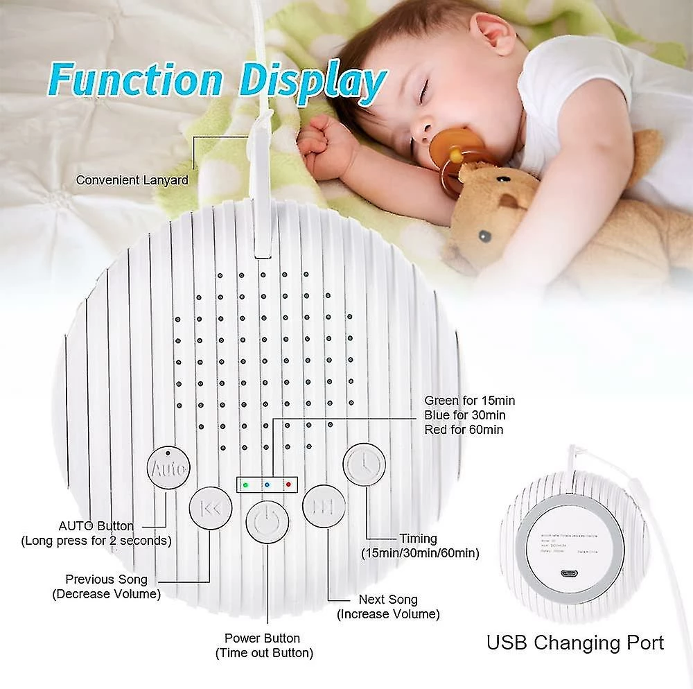 Unbranded White Noise Machine, 10 Soothing Nature Sounds Therapy Portable Sleep Sound Machine, Mini Sound Machine For Baby Kids Adults, Usb Rechargeable Baby Sl - Image 5