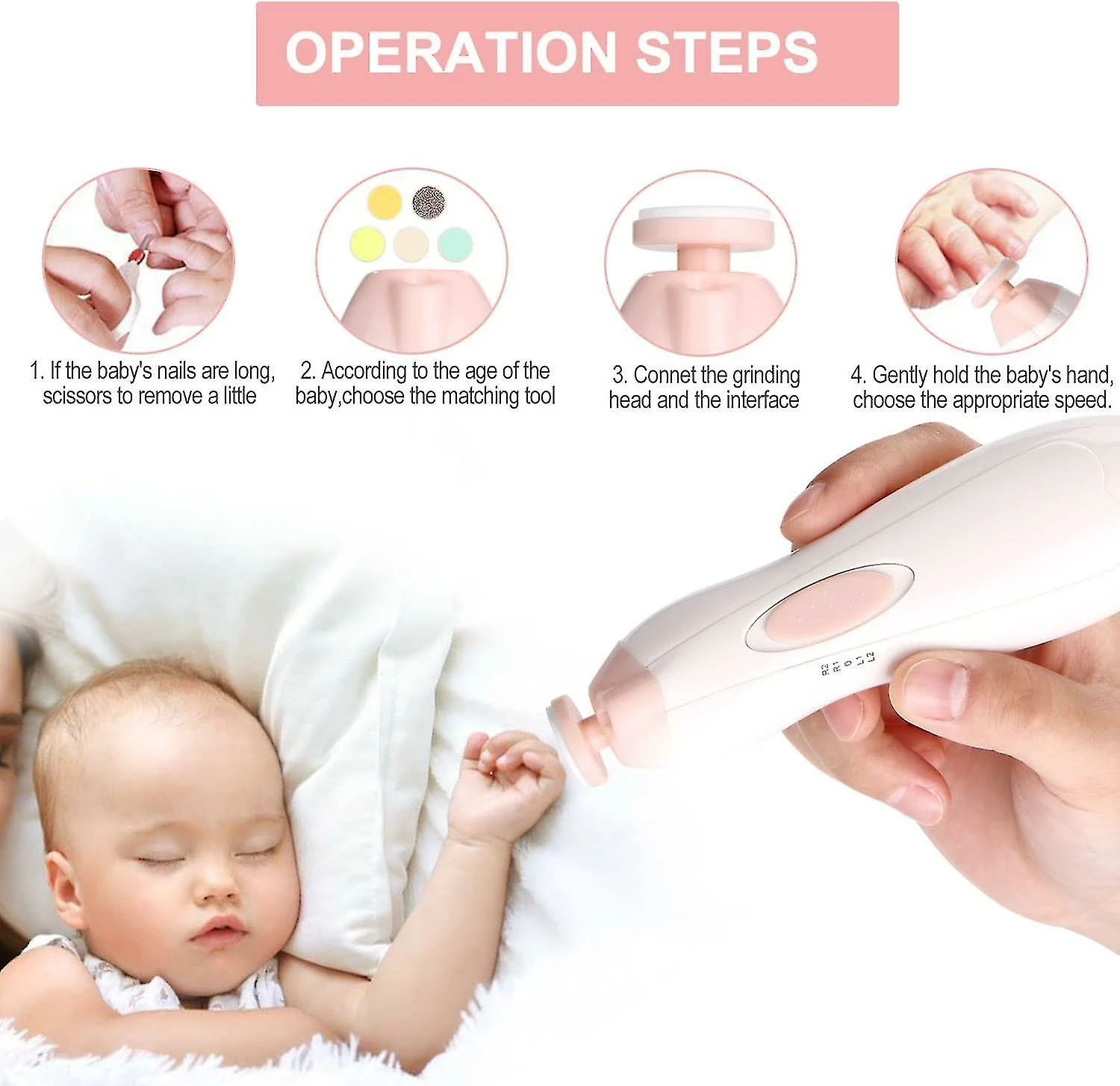 Unbranded Baby Nail Clippers Baby Nail File Trimmer Electric Baby Nail Trimmer Safe For Newborn Toddler Toes Fingernails Care Trim Polish -battery Operated (aa) - Image 4