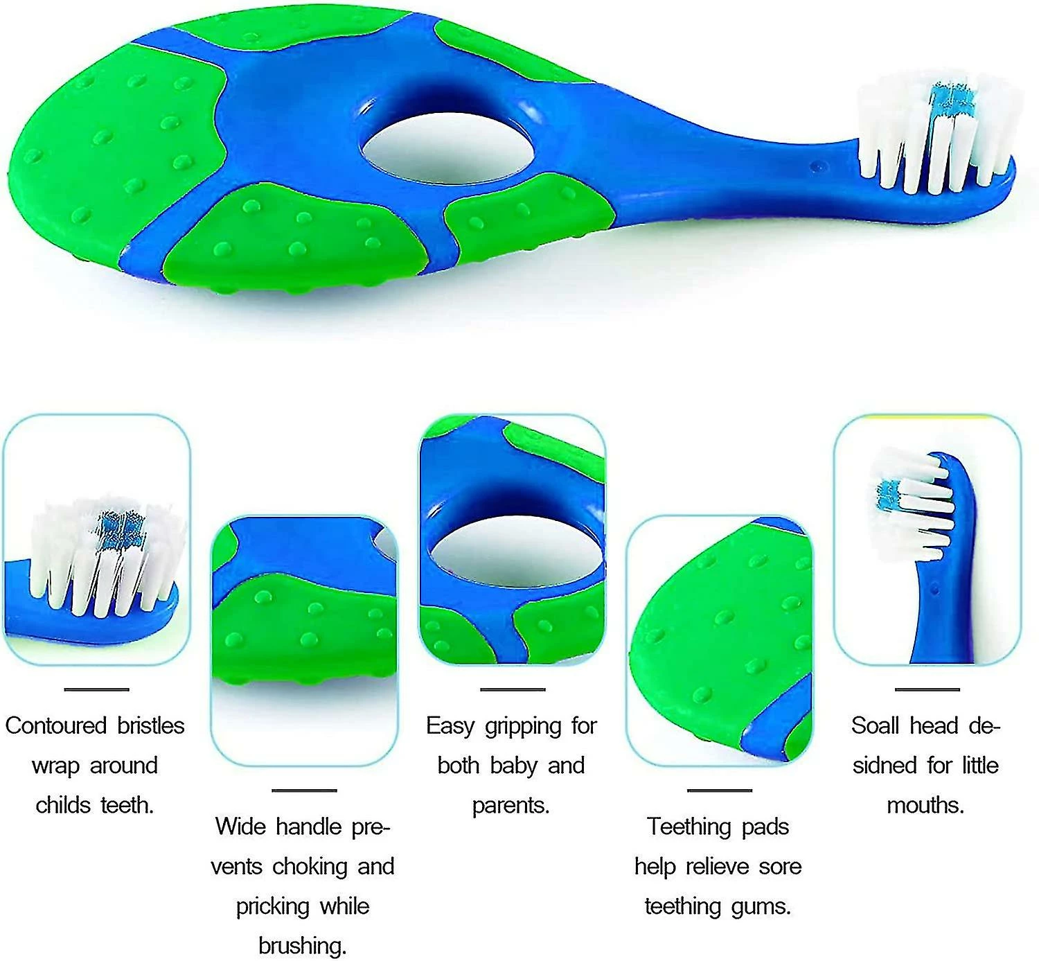 Unbranded Baby Toddler Toothbrush For 3 Years Old, Teething Finger Handle Bpa Free With Baby Toothpaste Indicator, Extra Soft Bristles, Infant Toothbrush Teet - Image 3