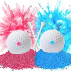 Unbranded Gender Reveal Golf Ball (1 Pink Ball And 1 Blue Ball, 2 Golf Tees) For Gender Reveal Baby Shower Smoke Bomb Exploding Gender