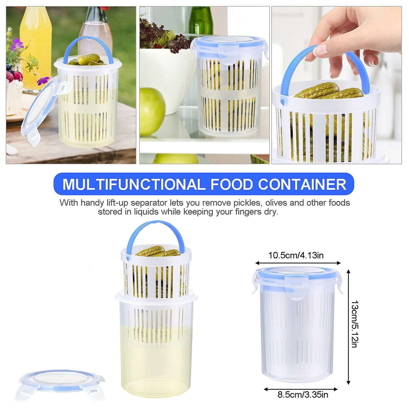 Unbranded Pickle Jar Deli Food Storage Container With Strainer, Bpa Free And Multipurpose, Perfect For Pickles And Fruits - Image 2