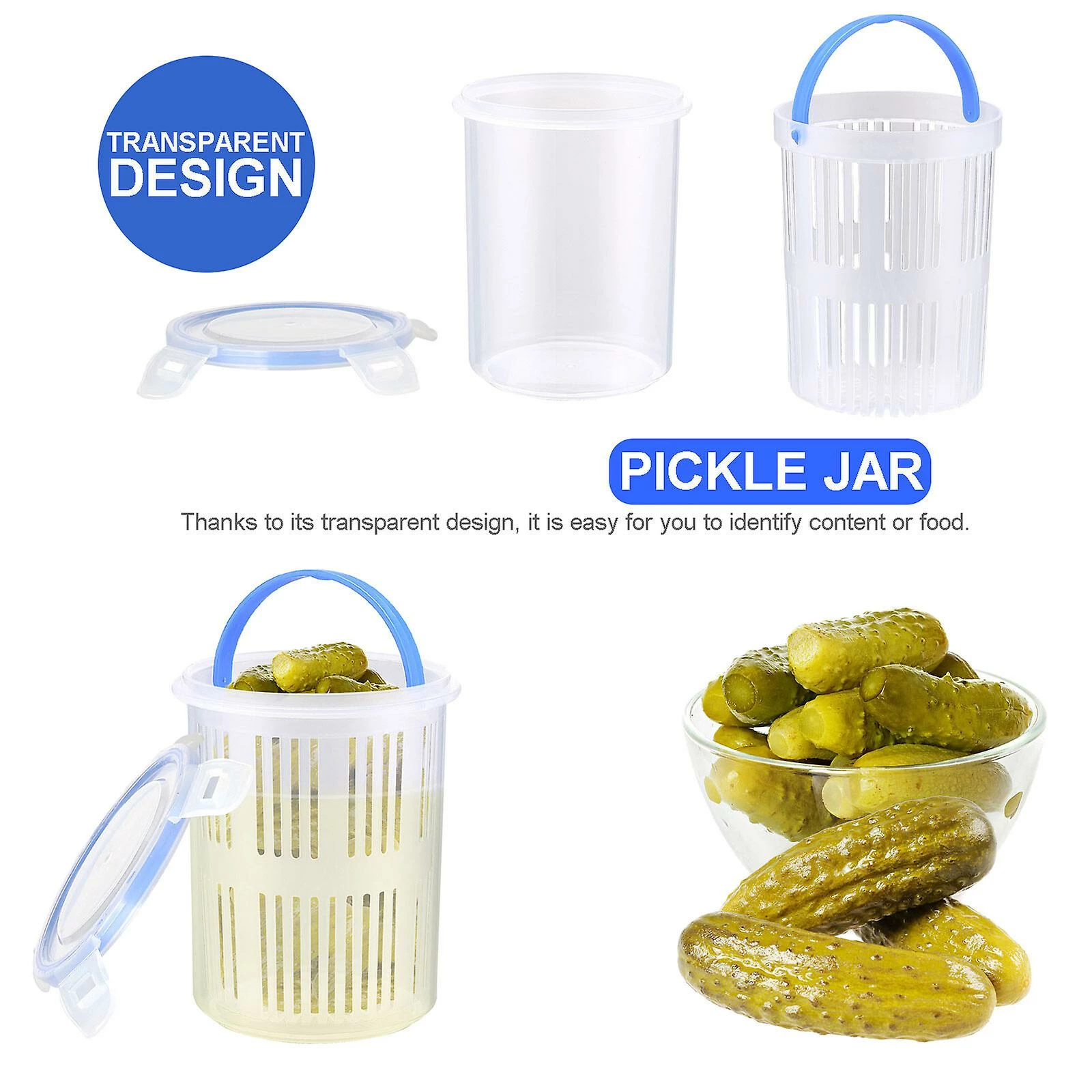 Unbranded Pickle Jar Deli Food Storage Container With Strainer, Bpa Free And Multipurpose, Perfect For Pickles And Fruits - Image 5