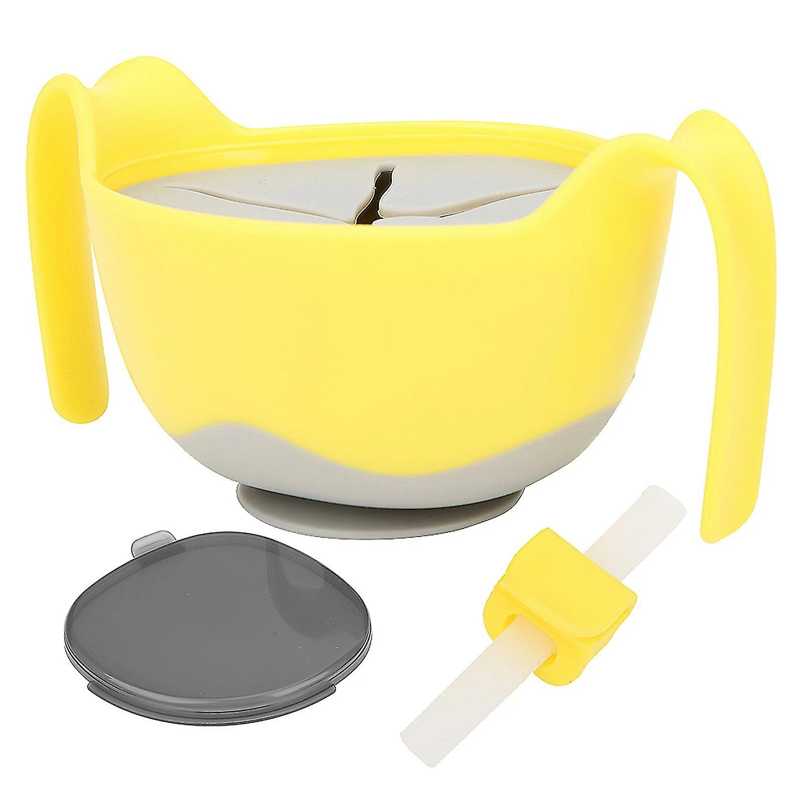 Clloio Baby Bowls 3 In 1 Silicone Multifunctional Infant Teether Feeding Training Straw Bowl240ml Yellow Bowl - Image 4