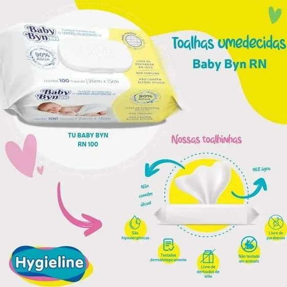 Kit 3 Toalhas Umedecidas Baby Byn RN 100 Folhas Hygieline - Baby Blass - Image 5