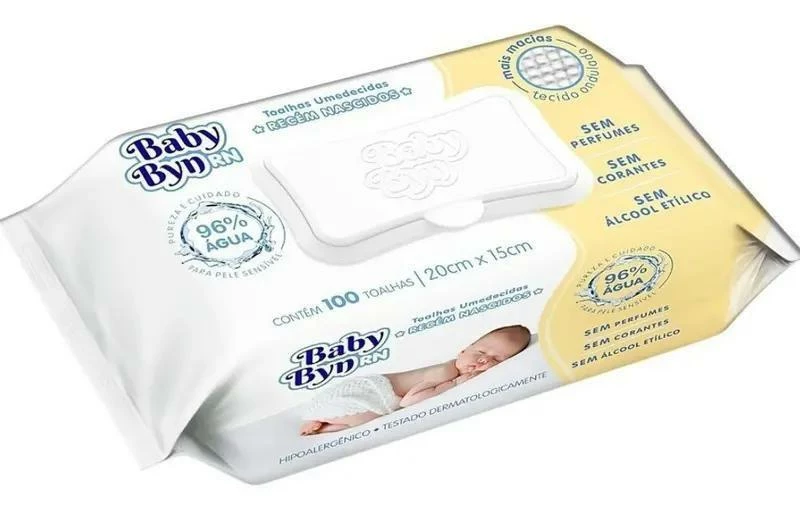 Lenços Umedecidos Baby Byn Rn - Toalhinhas Recém Nascido - 100 Unidades