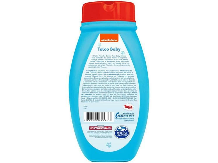 Talco Para Bebê Topz Baby Patrulha Canina 200g - Image 2