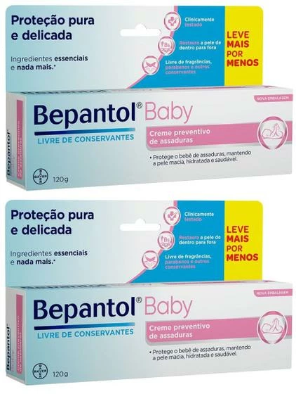Kit Com 2 Pomada Creme Bepantol Baby Leve 120g Pague 100g - Bayer