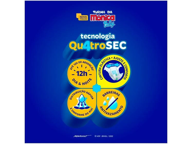 Fralda Turma Da Mônica Baby Tam. RN Até 4,5kg - 36 Unidades - Image 3