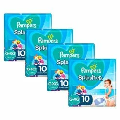 Pampers® Kit 40 Fraldas Pampers Para Água Splashers Baby Shark G-XG