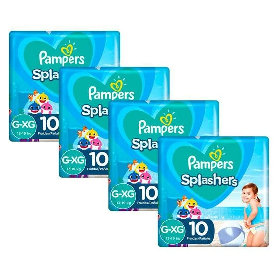 Pampers® Kit 40 Fraldas Pampers Para Água Splashers Baby Shark G-XG