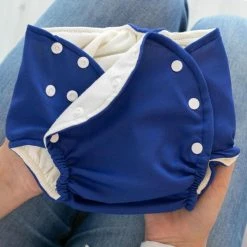 Fralda Ecológica De Piscina Reutilizável Bebê Com Absorvente Malha Gel P Ao G Azul Marinho - Mais Que Baby