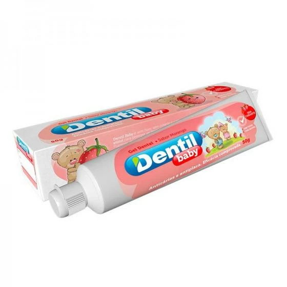 Kit C/3 Gel Dental Dentil Baby Sabor Morango 50g Sem Flúor Com Xilitol - Image 2