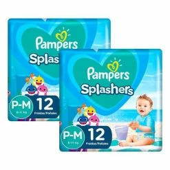 Pampers® Kit 24 Fraldas Pampers Para Água Splashers Baby Shark P-M