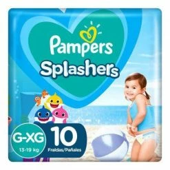 Pampers® Fralda Pampers Praia E Piscina Splashers Baby Shark G/XG 10 Unidades
