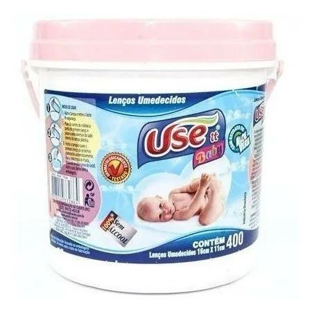 Lenços Umedecidos Balde Use It Baby Rosa Atacado Barato